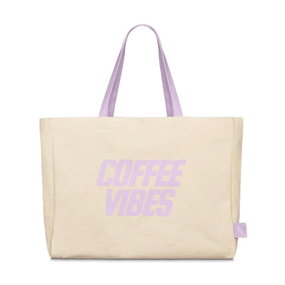 Nespresso Tote 2026 Bag Limited Edition Cream & Lavender . 100% cotton. +Pockets - Picture 2 of 6